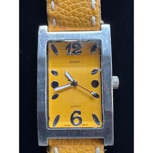 Bijoux Terner Watch - Rectangle Silver Case | Mustard Yellow Dial | Yellow